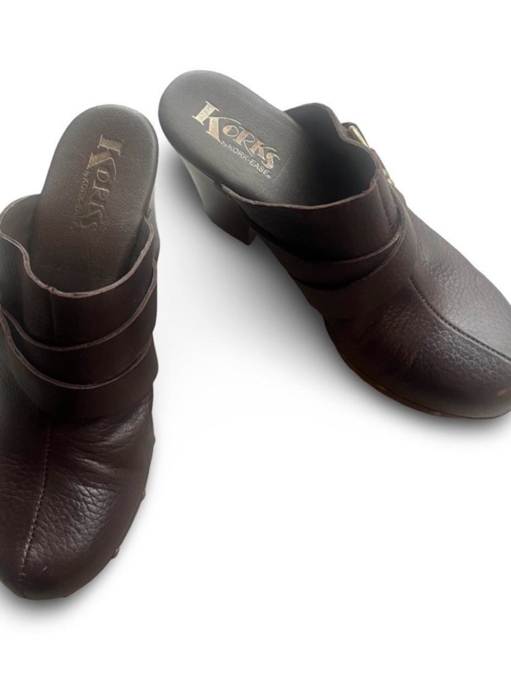 Kork-Ease Dark Brown Leather Slip-On Mule Clogs